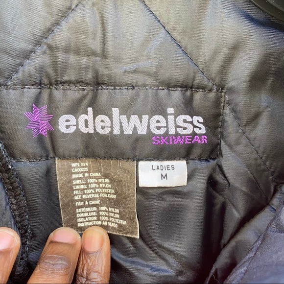 Vintage Edelweiss Skiwear Ladies Size M Ski Jacket Red High Neck Floral Design - Picture 6 of 10